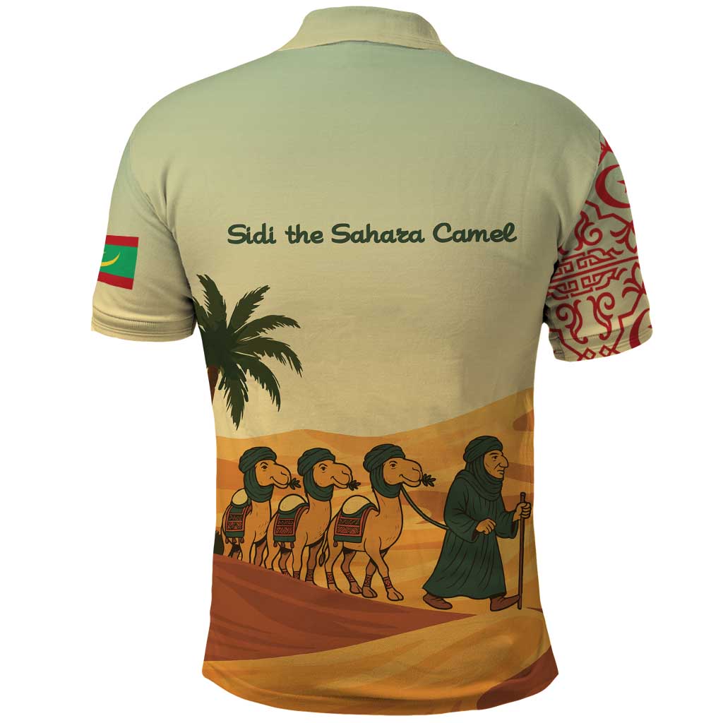 Mauritania Polo Shirt - Sidi the Sahara Camel Cartoon and Desert Caravan Design