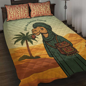Mauritania Quilt Bed Set - Sidi the Sahara Camel Cartoon and Desert Caravan Design