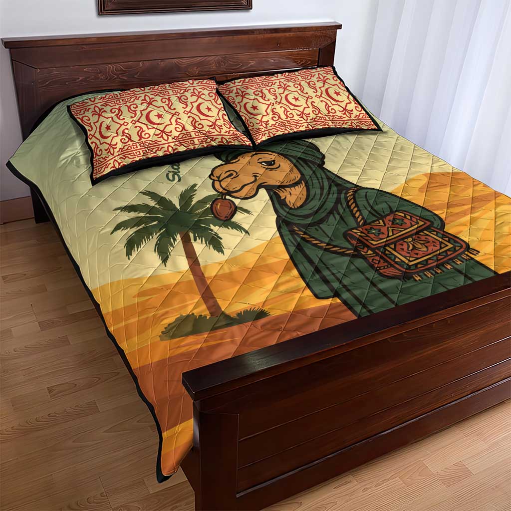 Mauritania Quilt Bed Set - Sidi the Sahara Camel Cartoon and Desert Caravan Design