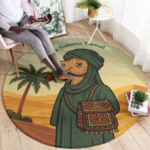 Mauritania Round Carpet - Sidi the Sahara Camel Cartoon and Desert Caravan Design