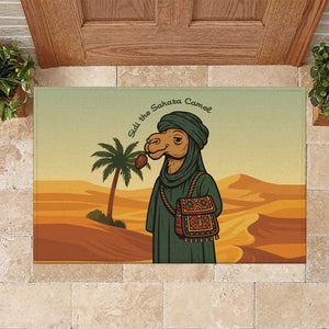 Mauritania Rubber Doormat - Sidi the Sahara Camel Cartoon and Desert Caravan Design
