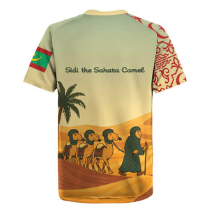 Mauritania Rugby Jersey - Sidi the Sahara Camel Cartoon and Desert Caravan Design