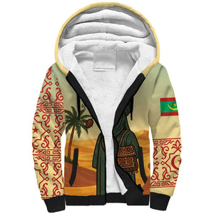 Mauritania Sherpa Hoodie - Sidi the Sahara Camel Cartoon and Desert Caravan Design