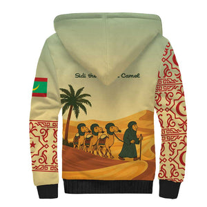 Mauritania Sherpa Hoodie - Sidi the Sahara Camel Cartoon and Desert Caravan Design