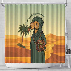 Mauritania Shower Curtain - Sidi the Sahara Camel Cartoon and Desert Caravan Design