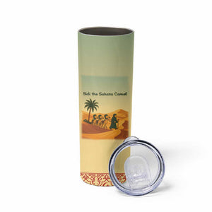 Mauritania Skinny Tumbler - Sidi the Sahara Camel Cartoon and Desert Caravan Design
