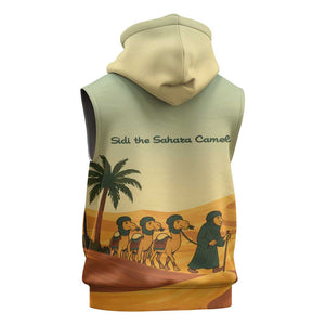 Mauritania Sleeveless Hoodie - Sidi the Sahara Camel Cartoon and Desert Caravan Design - African Pride