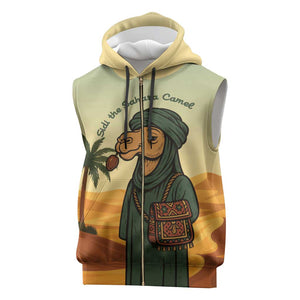 Mauritania Sleeveless Zip Hoodie - Sidi the Sahara Camel Cartoon and Desert Caravan Design - African Pride