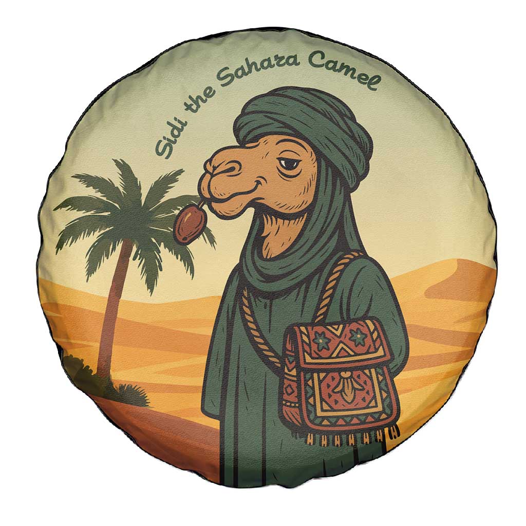 Mauritania Spare Tire Cover - Sidi the Sahara Camel Cartoon and Desert Caravan Design
