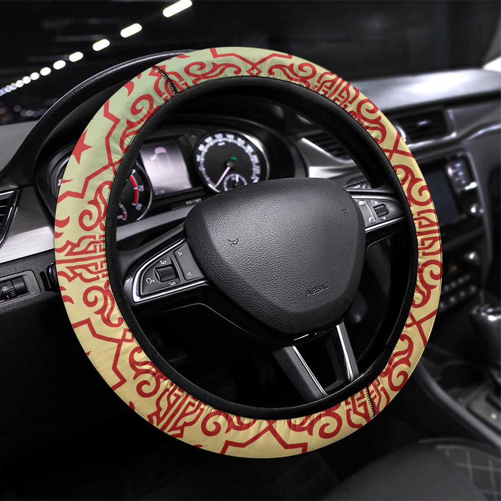 Mauritania Steering Wheel Cover - Sidi the Sahara Camel Cartoon and Desert Caravan Design