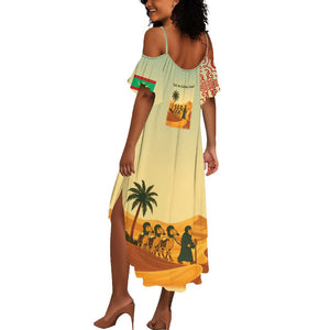 Mauritania Summer Maxi Dress - Sidi the Sahara Camel Cartoon and Desert Caravan Design