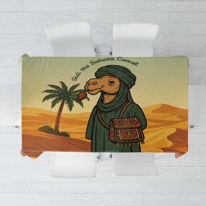 Mauritania Tablecloth - Sidi the Sahara Camel Cartoon and Desert Caravan Design