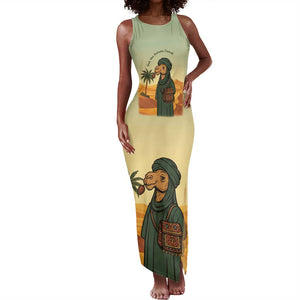 Mauritania Tank Maxi Dress - Sidi the Sahara Camel Cartoon and Desert Caravan Design