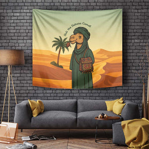 Mauritania Tapestry - Sidi the Sahara Camel Cartoon and Desert Caravan Design