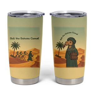 Mauritania Tumbler Cup - Sidi the Sahara Camel Cartoon and Desert Caravan Design