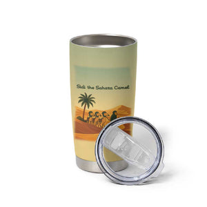Mauritania Tumbler Cup - Sidi the Sahara Camel Cartoon and Desert Caravan Design