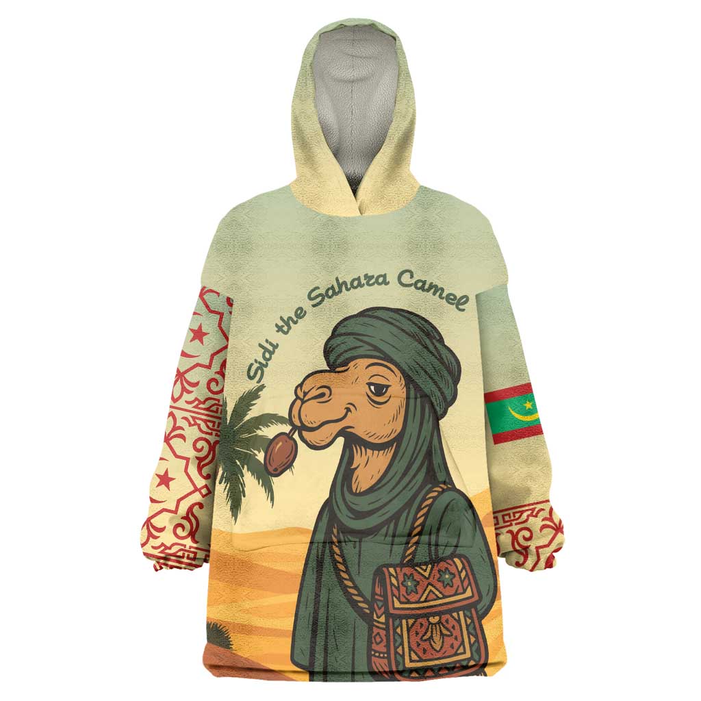 Mauritania Wearable Blanket Hoodie - Sidi the Sahara Camel Cartoon and Desert Caravan Design