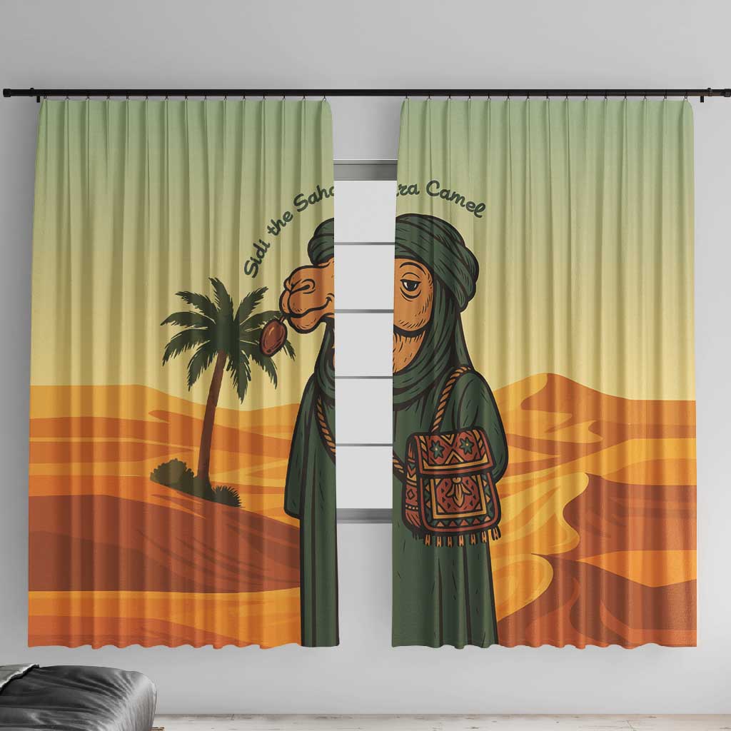Mauritania Window Curtain - Sidi the Sahara Camel Cartoon and Desert Caravan Design