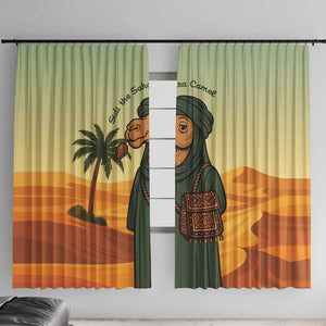 Mauritania Window Curtain - Sidi the Sahara Camel Cartoon and Desert Caravan Design