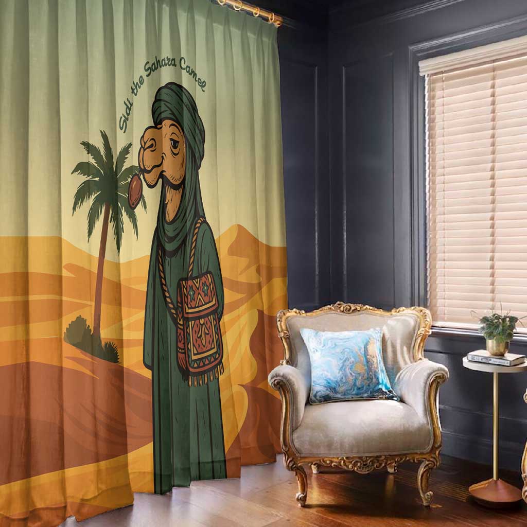 Mauritania Window Curtain - Sidi the Sahara Camel Cartoon and Desert Caravan Design