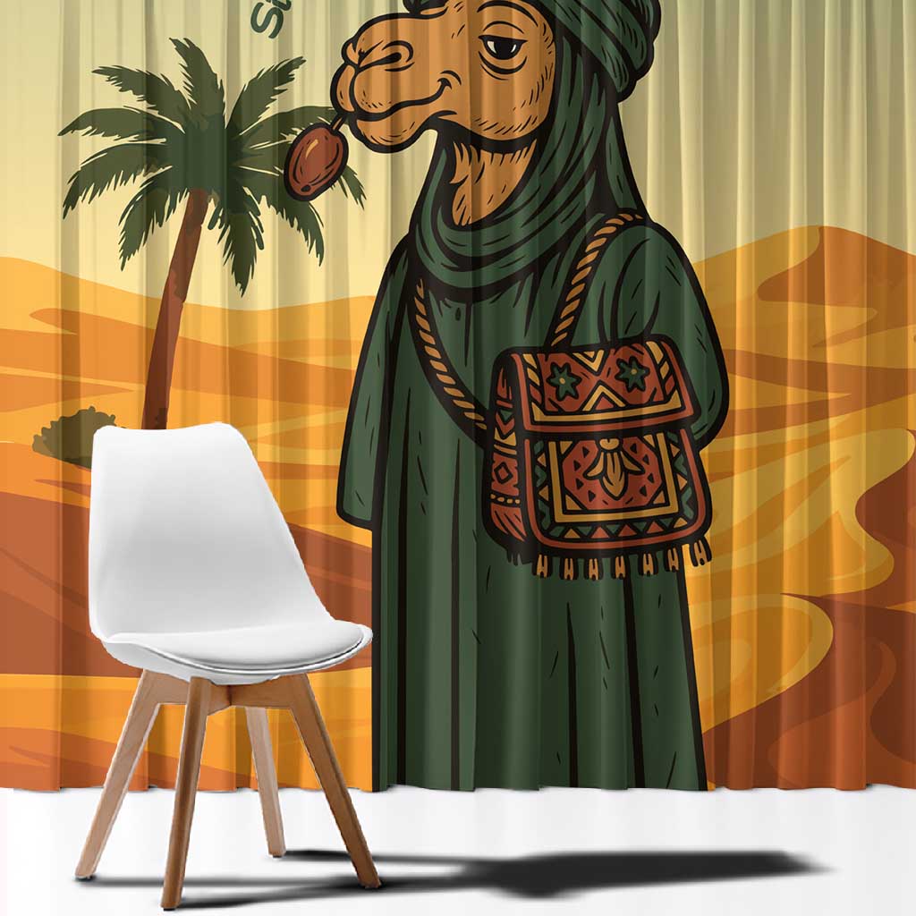 Mauritania Window Curtain - Sidi the Sahara Camel Cartoon and Desert Caravan Design