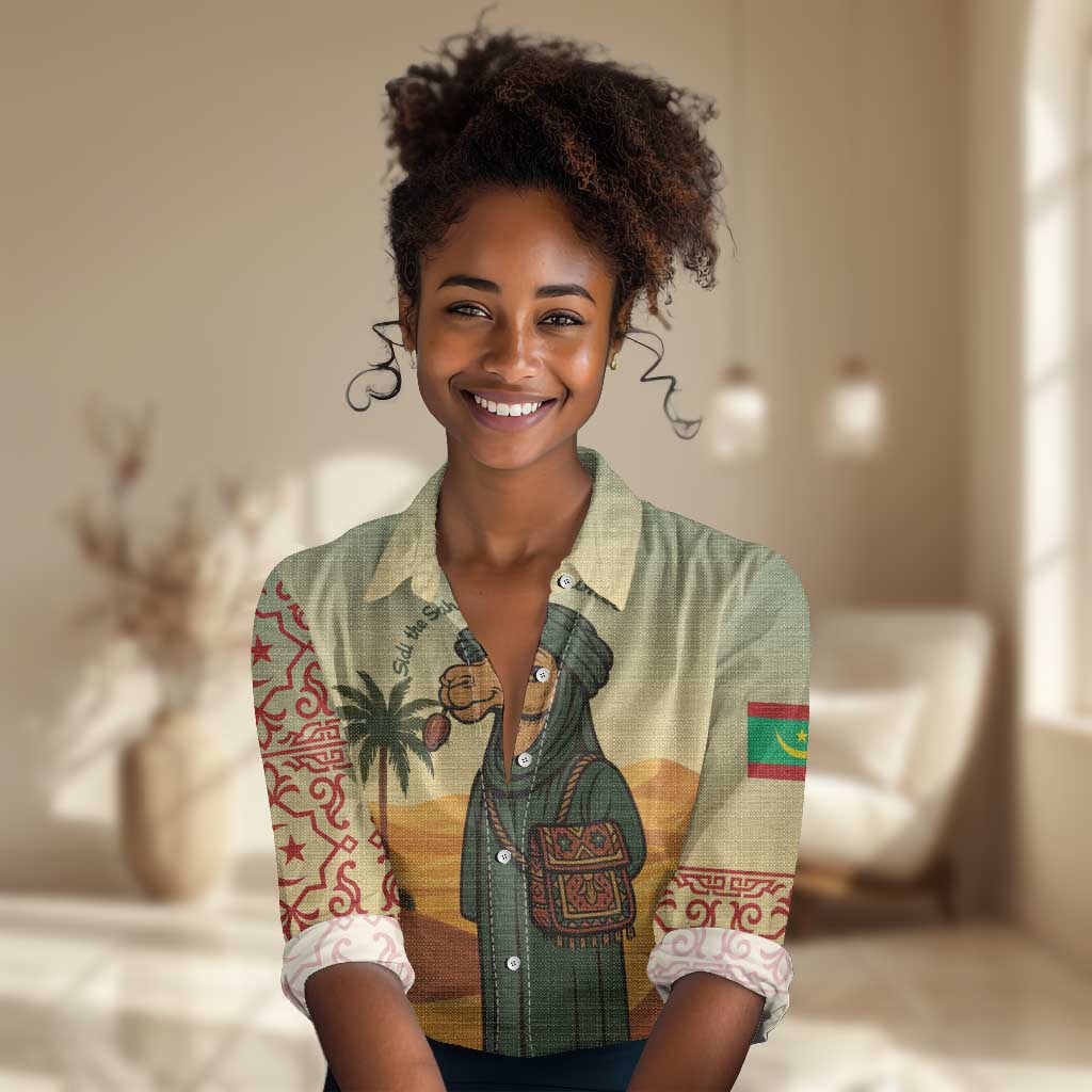 Mauritania Women Casual Shirt - Sidi the Sahara Camel Cartoon and Desert Caravan Design