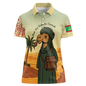 Mauritania Women Polo Shirt - Sidi the Sahara Camel Cartoon and Desert Caravan Design