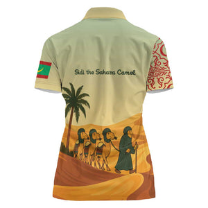 Mauritania Women Polo Shirt - Sidi the Sahara Camel Cartoon and Desert Caravan Design