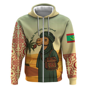 Mauritania Zip Hoodie - Sidi the Sahara Camel Cartoon and Desert Caravan Design