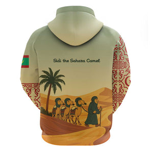 Mauritania Zip Hoodie - Sidi the Sahara Camel Cartoon and Desert Caravan Design