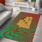 Mauritania Area Rug - Desert Camel Crescent Moon and Palm Tree Graphic in Red Green Gold Pattern
