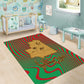 Mauritania Area Rug - Desert Camel Crescent Moon and Palm Tree Graphic in Red Green Gold Pattern