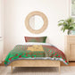 Mauritania Bedding Set - Desert Camel Crescent Moon and Palm Tree Graphic in Red Green Gold Pattern
