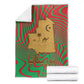 Mauritania Blanket - Desert Camel Crescent Moon and Palm Tree Graphic in Red Green Gold Pattern