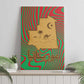Mauritania Canvas Wall Art - Desert Camel Crescent Moon and Palm Tree Graphic in Red Green Gold Pattern