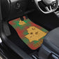 Mauritania Car Mats - Desert Camel Crescent Moon and Palm Tree Graphic in Red Green Gold Pattern