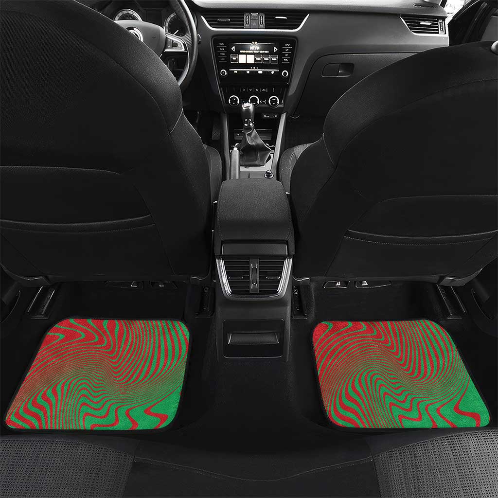 Mauritania Car Mats - Desert Camel Crescent Moon and Palm Tree Graphic in Red Green Gold Pattern