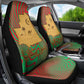 Mauritania Car Seat Cover - Desert Camel Crescent Moon and Palm Tree Graphic in Red Green Gold Pattern