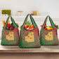 Mauritania Grocery Bag - Desert Camel Crescent Moon and Palm Tree Graphic in Red Green Gold Pattern