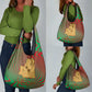 Mauritania Grocery Bag - Desert Camel Crescent Moon and Palm Tree Graphic in Red Green Gold Pattern