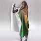 Mauritania Hooded Blanket - Desert Camel Crescent Moon and Palm Tree Graphic in Red Green Gold Pattern