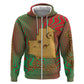 Mauritania Hoodie - Desert Camel Crescent Moon and Palm Tree Graphic in Red Green Gold Pattern