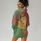 Mauritania Hoodie Dress - Desert Camel Crescent Moon and Palm Tree Graphic in Red Green Gold Pattern