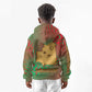Mauritania Kid Hoodie - Desert Camel Crescent Moon and Palm Tree Graphic in Red Green Gold Pattern