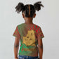 Mauritania Kid T shirt - Desert Camel Crescent Moon and Palm Tree Graphic in Red Green Gold Pattern