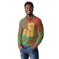 Mauritania Long Sleeve Polo Shirt - Desert Camel Crescent Moon and Palm Tree Graphic in Red Green Gold Pattern