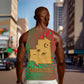 Mauritania Men Tank Top - Desert Camel Crescent Moon and Palm Tree Graphic in Red Green Gold Pattern