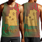 Mauritania Men Tank Top - Desert Camel Crescent Moon and Palm Tree Graphic in Red Green Gold Pattern