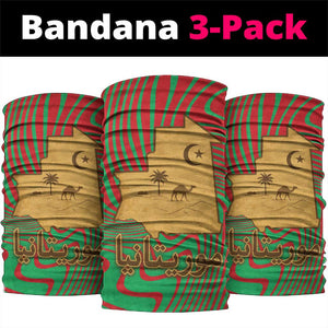 Mauritania Neck Gaiter - Desert Camel Crescent Moon and Palm Tree Graphic in Red Green Gold Pattern TS04