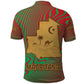Mauritania Polo Shirt - Desert Camel Crescent Moon and Palm Tree Graphic in Red Green Gold Pattern